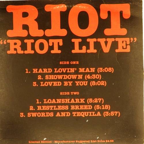 виниловая пластинка Riot Live